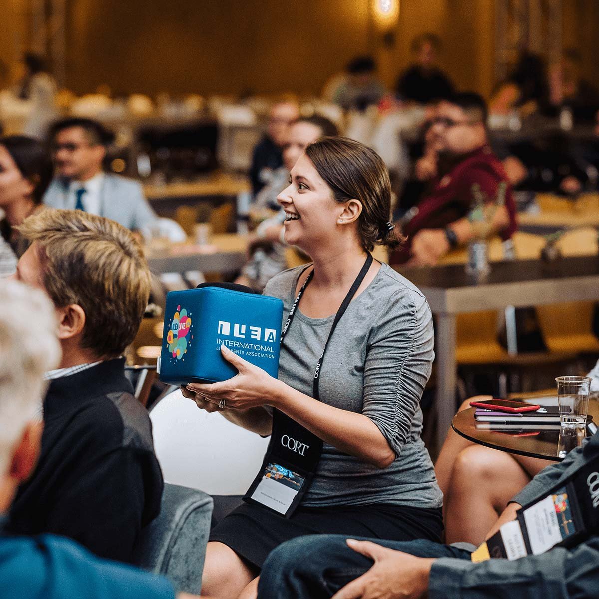 Catchbox QA microphone used in conference